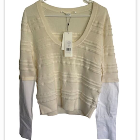 Veronica Beard Juni Merino Wool Sweater in Ivory Color .Size L - Picture 3 of 13